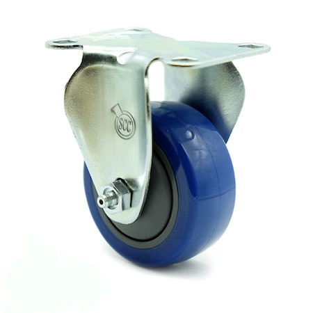 Service Caster 3.5 Inch Blue Polyurethane Wheel Rigid Top Plate Caster SCC-20R3514-PPUB-BLUE-TP3